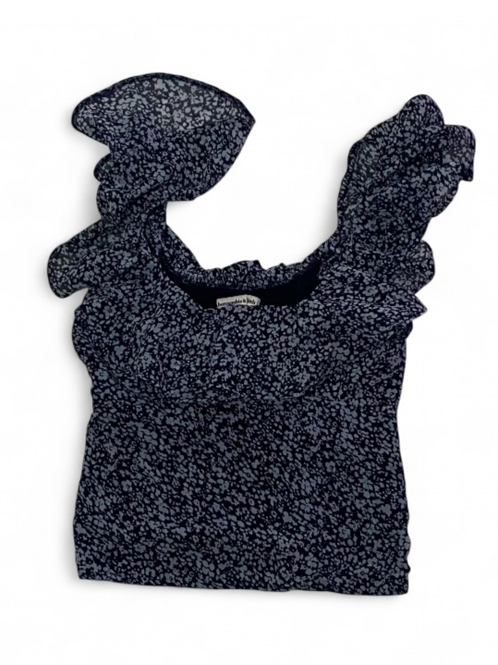 Abercrombie & Fitch Navy & Light Blue Floral Ruffle Tank